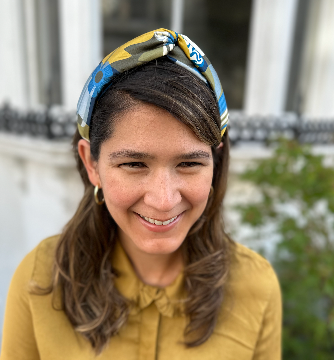 Luxury Silk Twisted Alice band - Liberty of London Curation in Gold and Blue Silk Satin