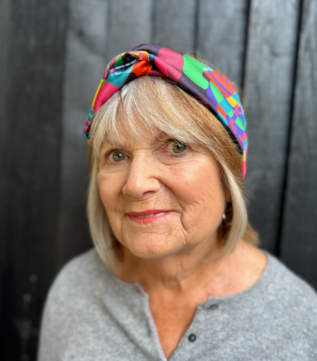 Silk Twisted Turban hairband and neck scarf in Liberty London Curation - Bright Multicolour Graphic - 100% Silk-Satin