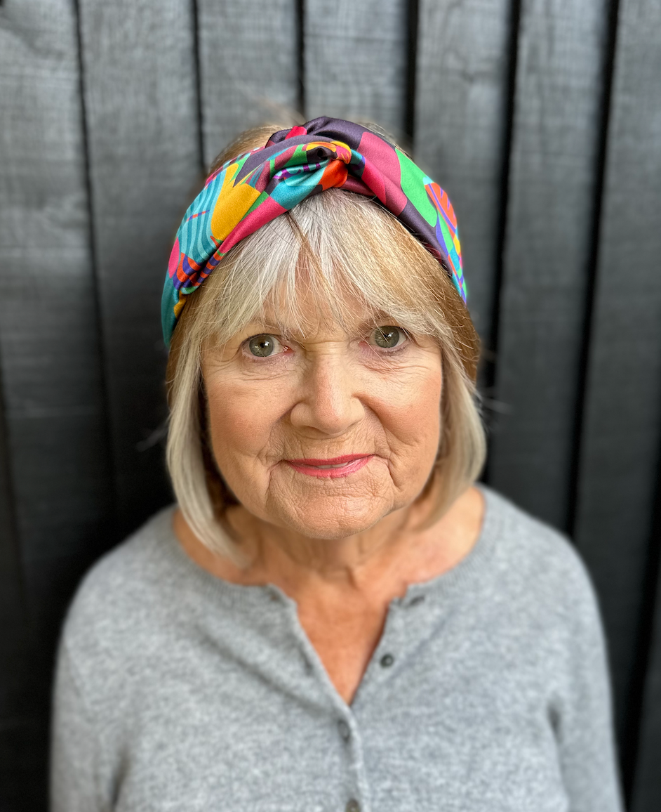 Silk Twisted Turban hairband and neck scarf in Liberty London Curation - Bright Multicolour Graphic - 100% Silk-Satin