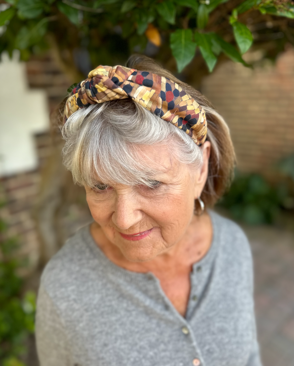 Classic Knot head band - Liberty of London Daisy Roar - Autumnal Floral Graphic print