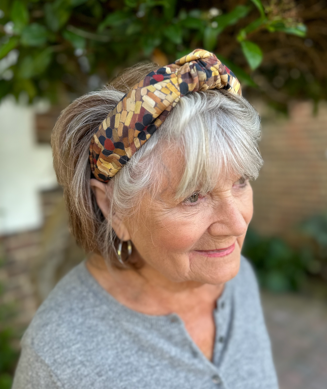 Classic Knot head band - Liberty of London Daisy Roar - Autumnal Floral Graphic print