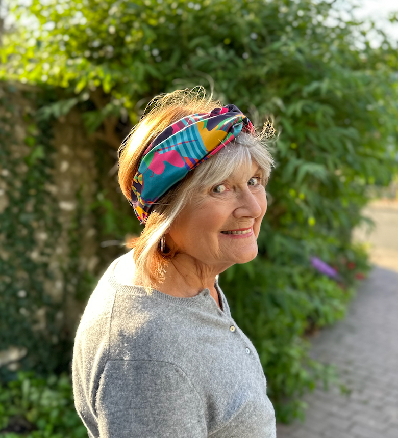 Silk Twisted Turban hairband and neck scarf in Liberty London Curation - Bright Multicolour Graphic - 100% Silk-Satin