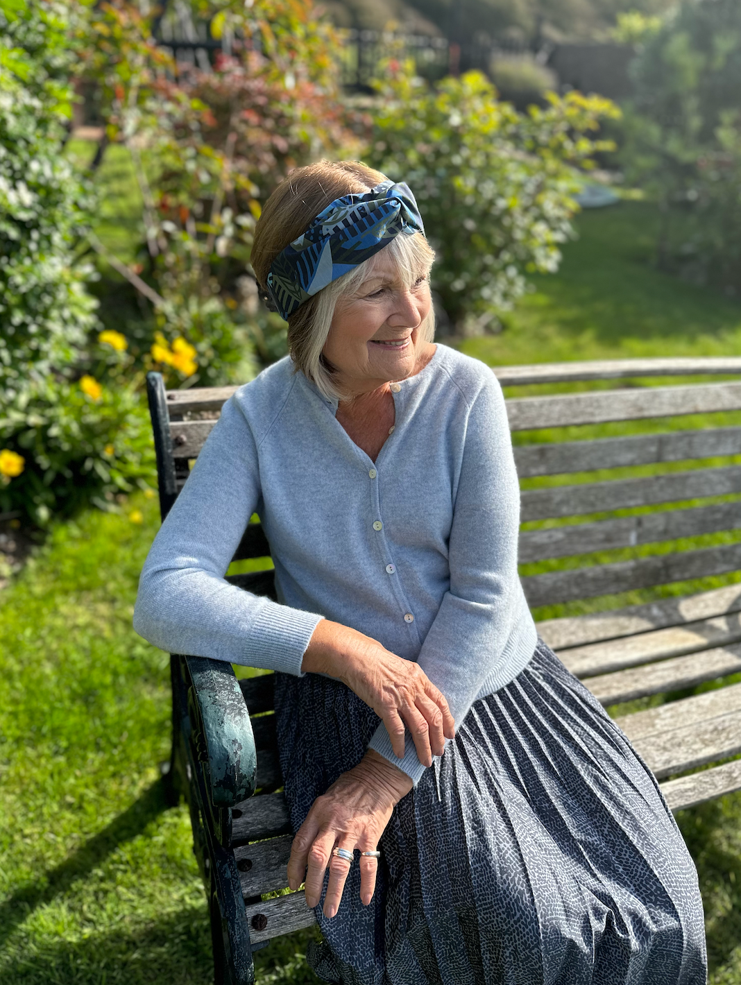 Twisted Turban Headband - Liberty of London Blue Memphis Trail Abstract Floral print