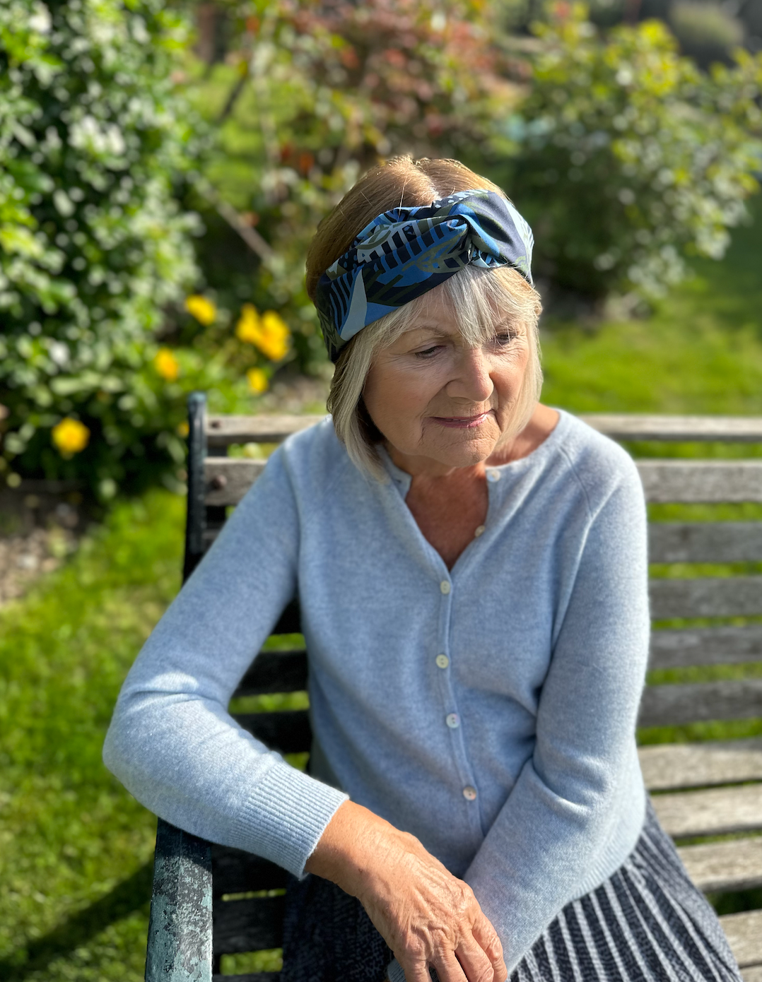 Twisted Turban Headband - Liberty of London Blue Memphis Trail Abstract Floral print