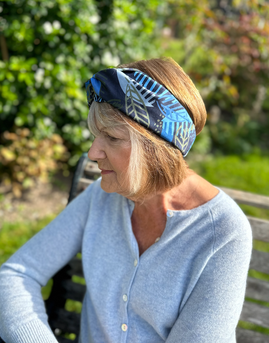 Twisted Turban Headband - Liberty of London Blue Memphis Trail Abstract Floral print