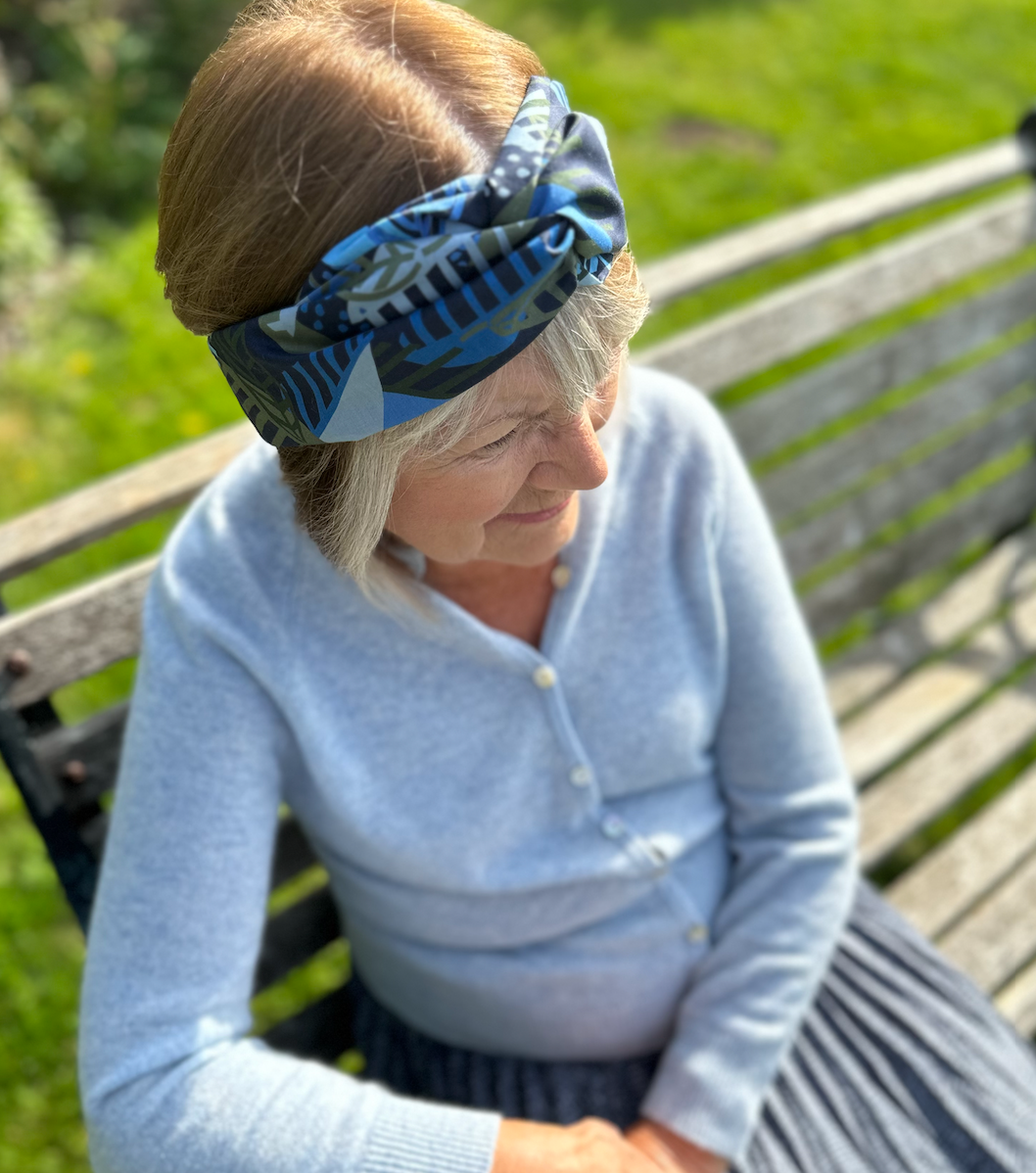Twisted Turban Headband - Liberty of London Blue Memphis Trail Abstract Floral print