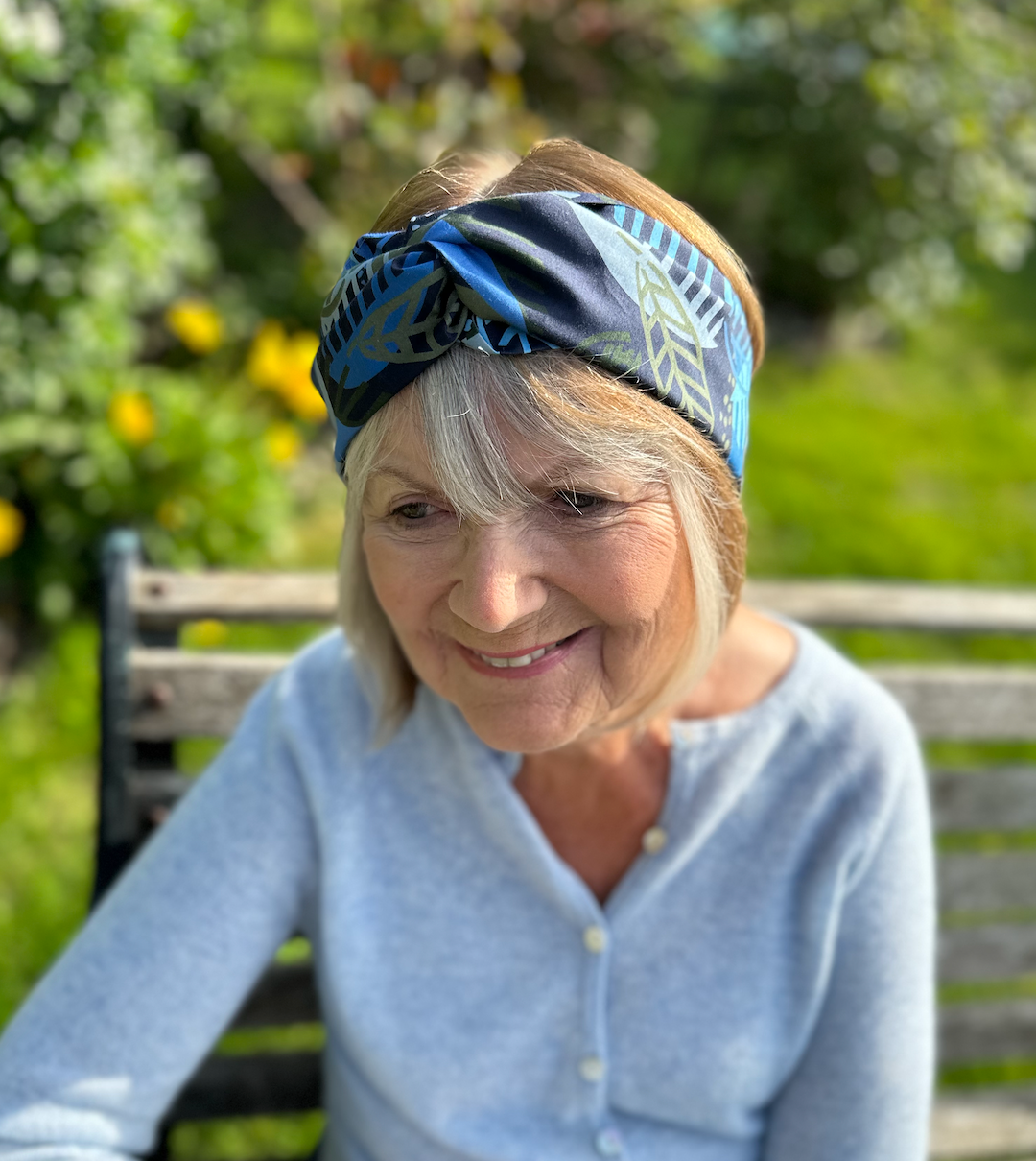 Twisted Turban Headband - Liberty of London Blue Memphis Trail Abstract Floral print