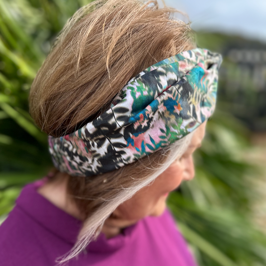 Twisted Turban Headband - Liberty of London Canopy Shadow - Abstract Floral print