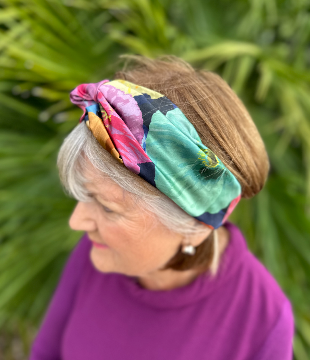 Silk Twisted Turban hairband and neck scarf in Liberty of London Poppy Fantastic Big Floral Graphic in Silk