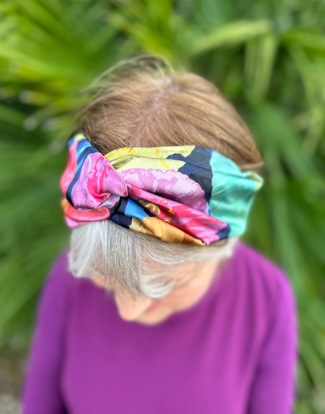Silk Twisted Turban hairband and neck scarf in Liberty of London Poppy Fantastic Big Floral Graphic in Silk
