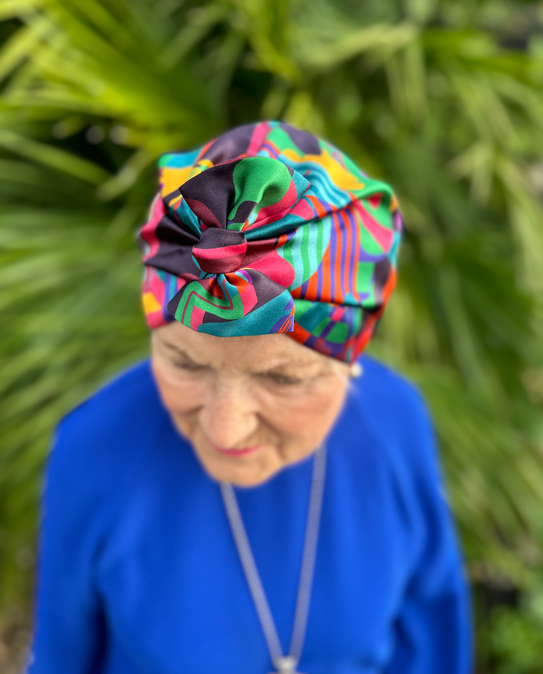 Luxury Silk Turban & Head wrap - Liberty of London Curation - Multicolour graphic silk