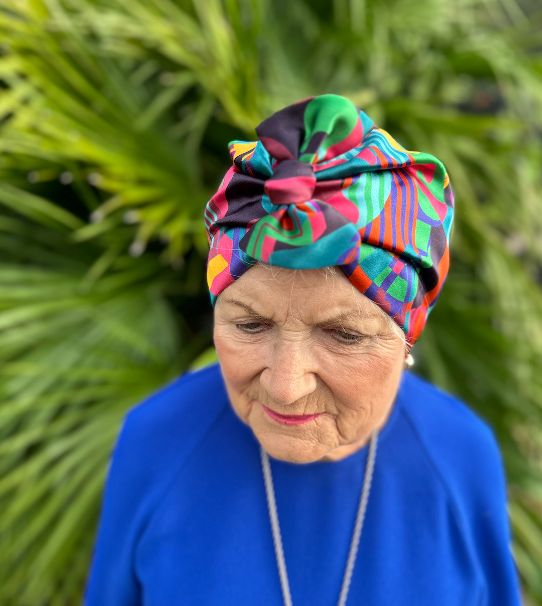 Luxury Silk Turban & Head wrap - Liberty of London Curation - Multicolour graphic silk
