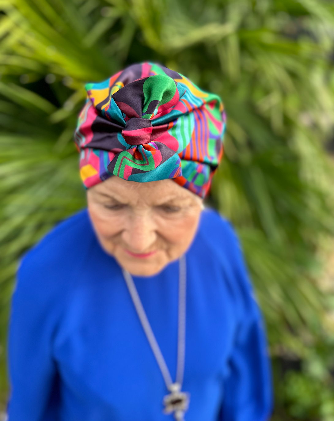 Luxury Silk Turban & Head wrap - Liberty of London Curation - Multicolour graphic silk