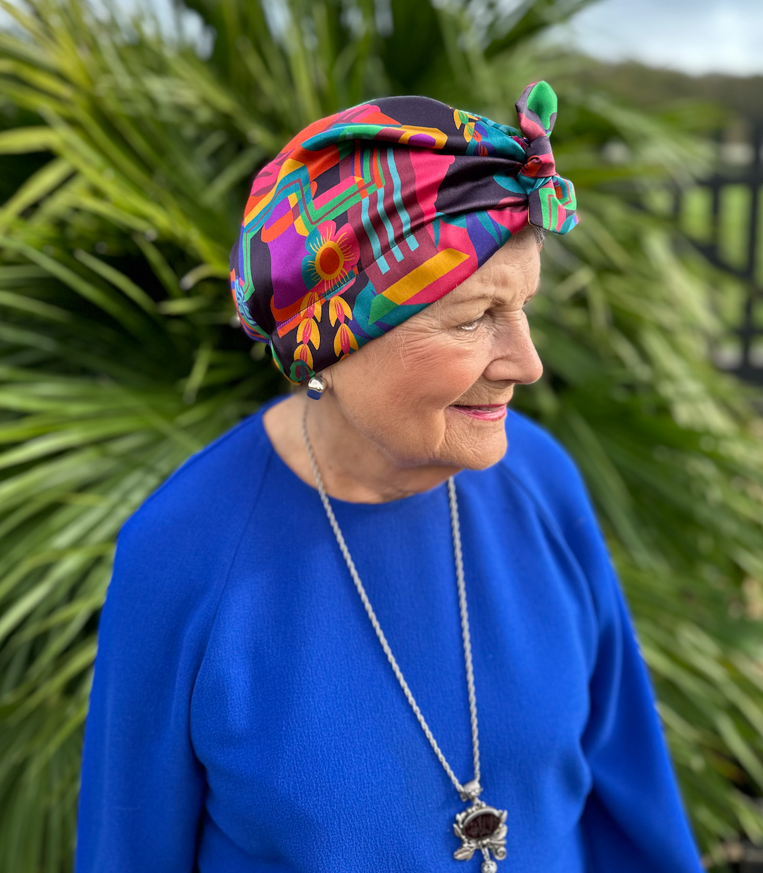 Luxury Silk Turban & Head wrap - Liberty of London Curation - Multicolour graphic silk
