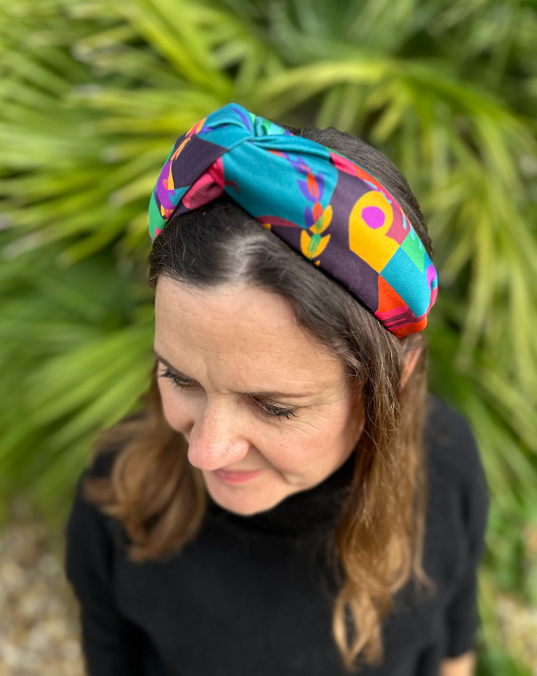 Luxury Silk Twisted Alice band - Liberty of London Curation - Multicolour Graphic on Silk