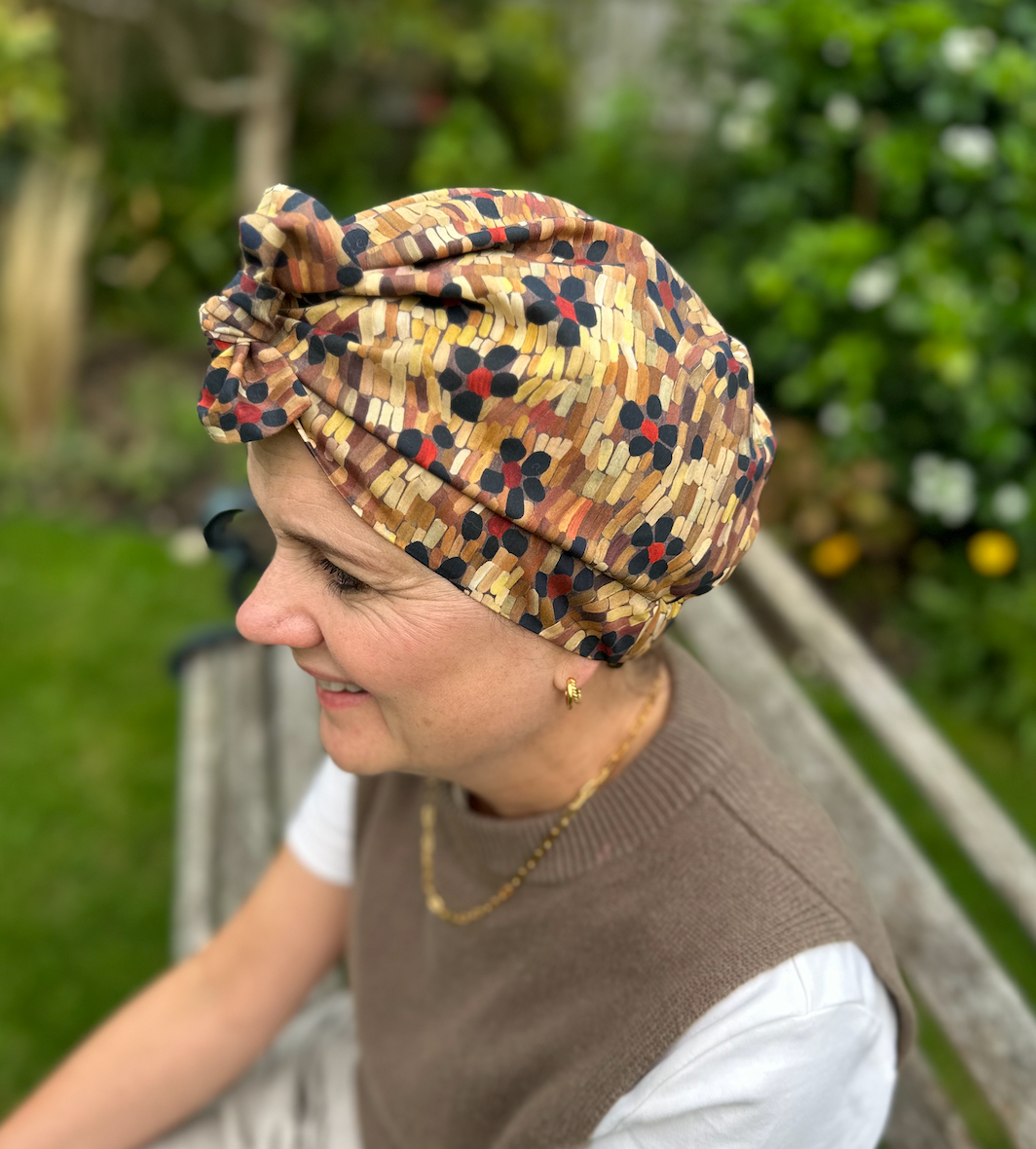 Ladies Turban Hat - Liberty of London Daisy Roar Floral print