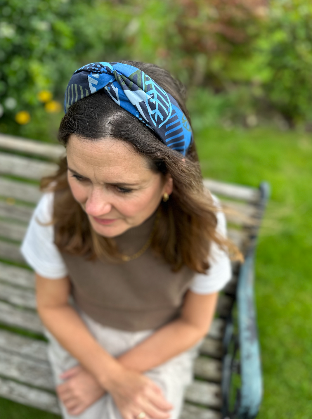 Twisted Alice Headband - Liberty London Blue Memphis Trail Abstract Floral print