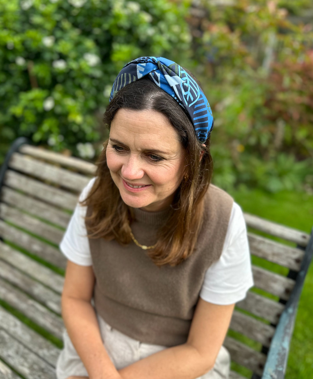 Twisted Alice Headband - Liberty London Blue Memphis Trail Abstract Floral print