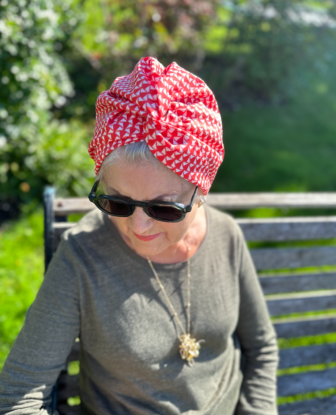 Little Susan Turban Hat - Red and White Jonathan print by Liberty of London