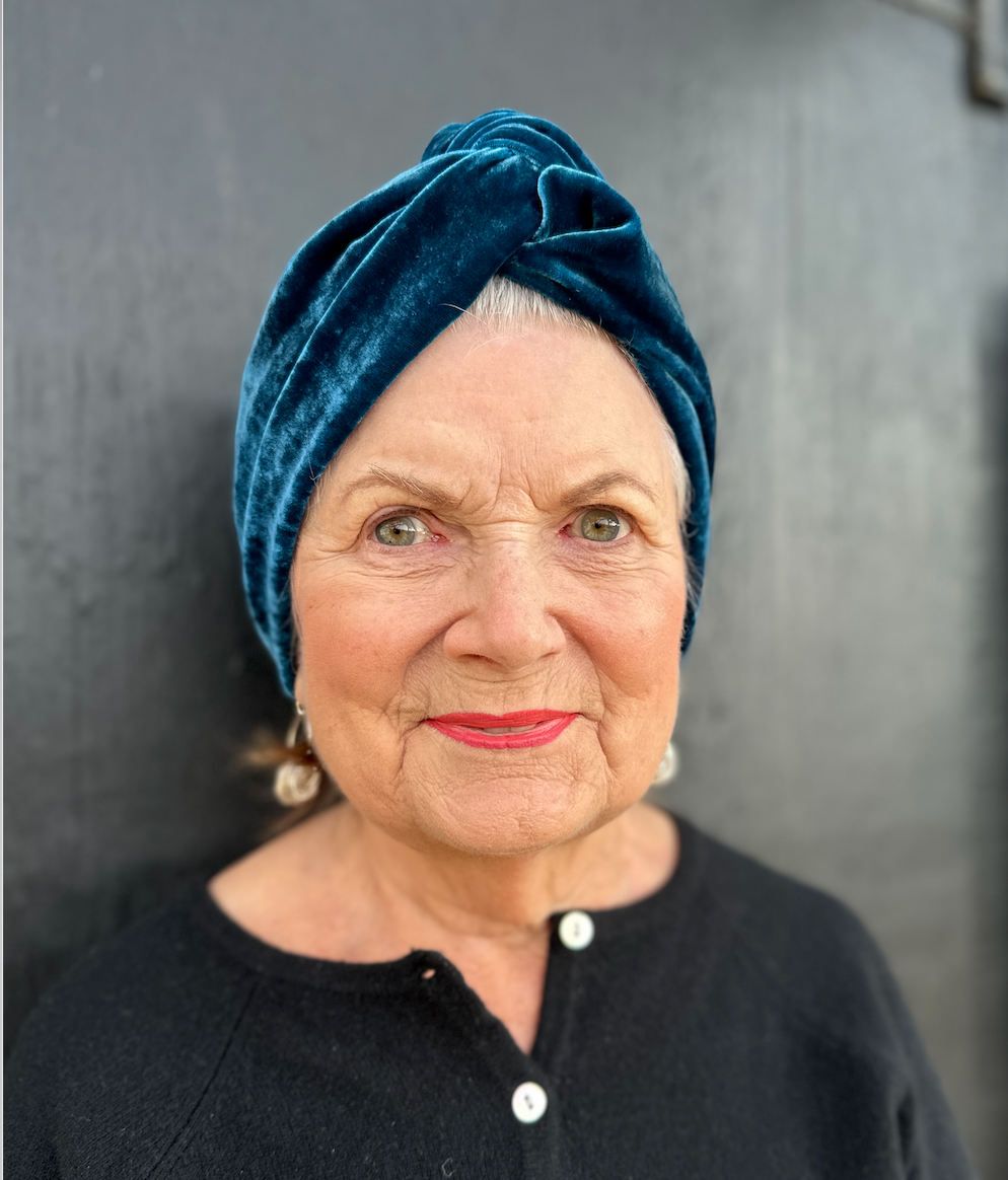 Luxury silk-velvet Twisted Turban & Head wrap - Teal Blue