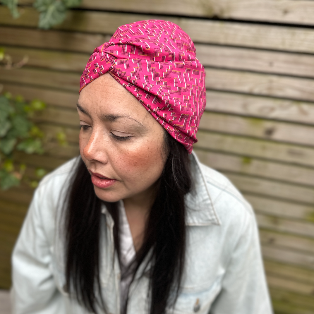 Little Susan Turban Hat - Bright Pink Farhad print by Liberty of London