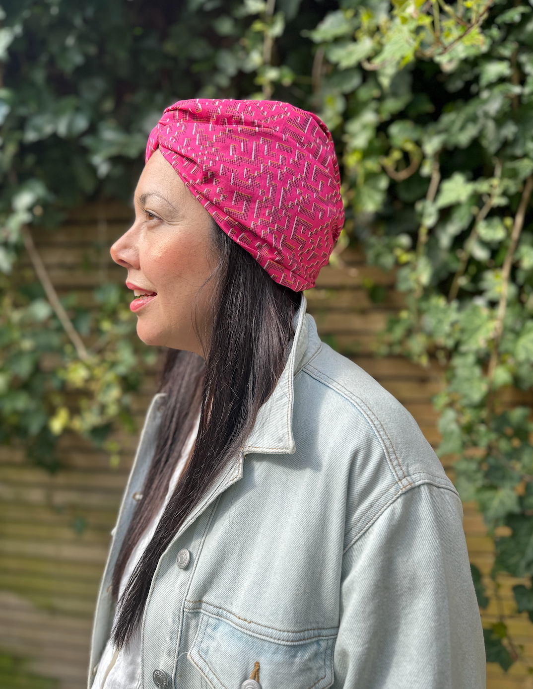 Little Susan Turban Hat - Bright Pink Farhad print by Liberty of London