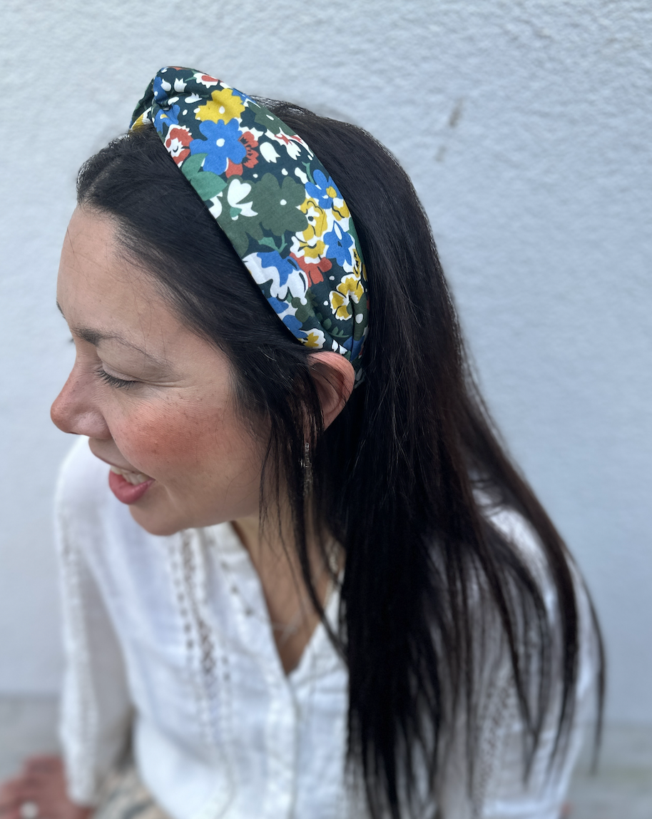 Twisted Alice Headband - Liberty of London Green floral print