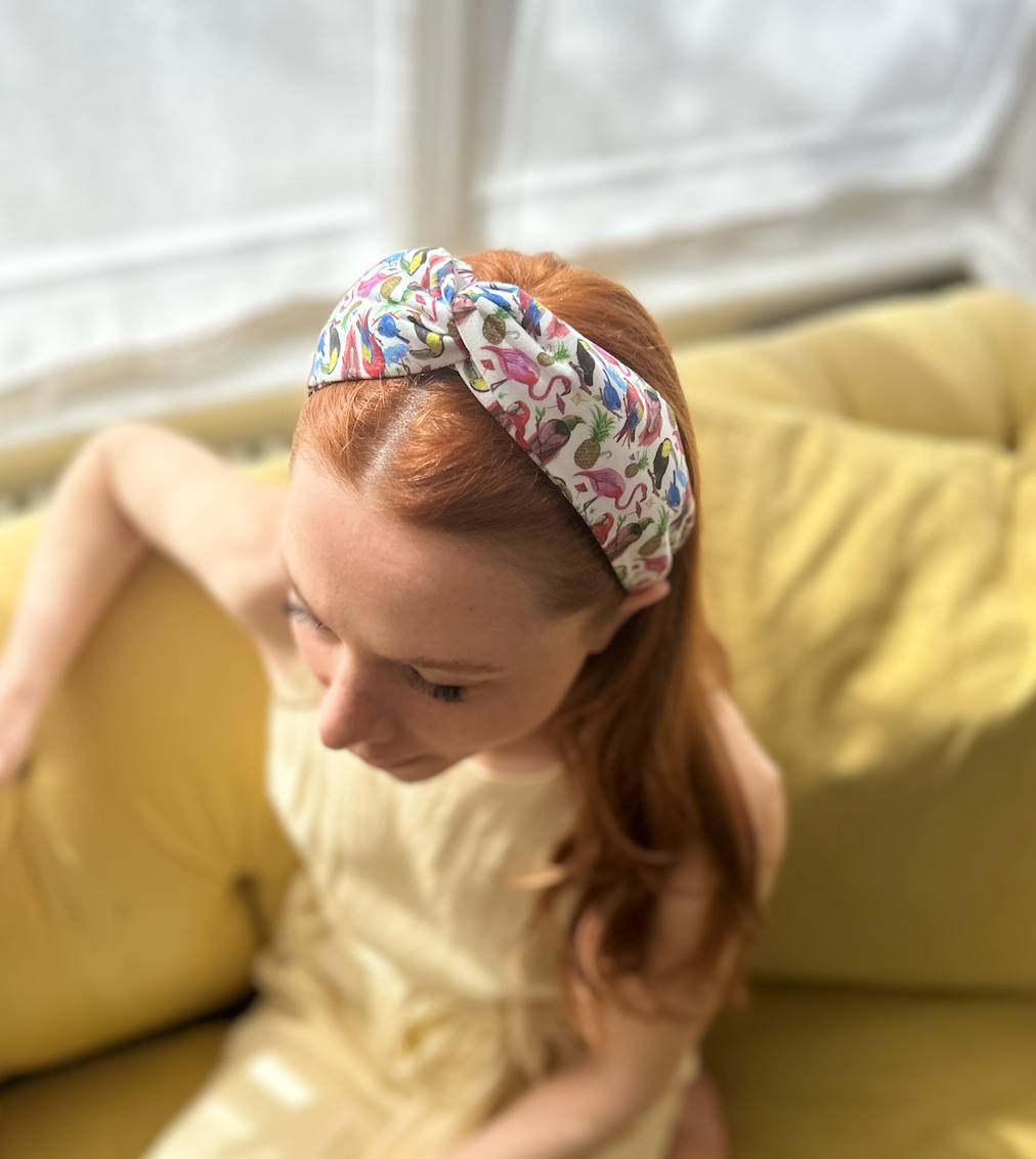 Twisted Alice Headband - Liberty of London Birds of Paradise print - Silk & Lawn