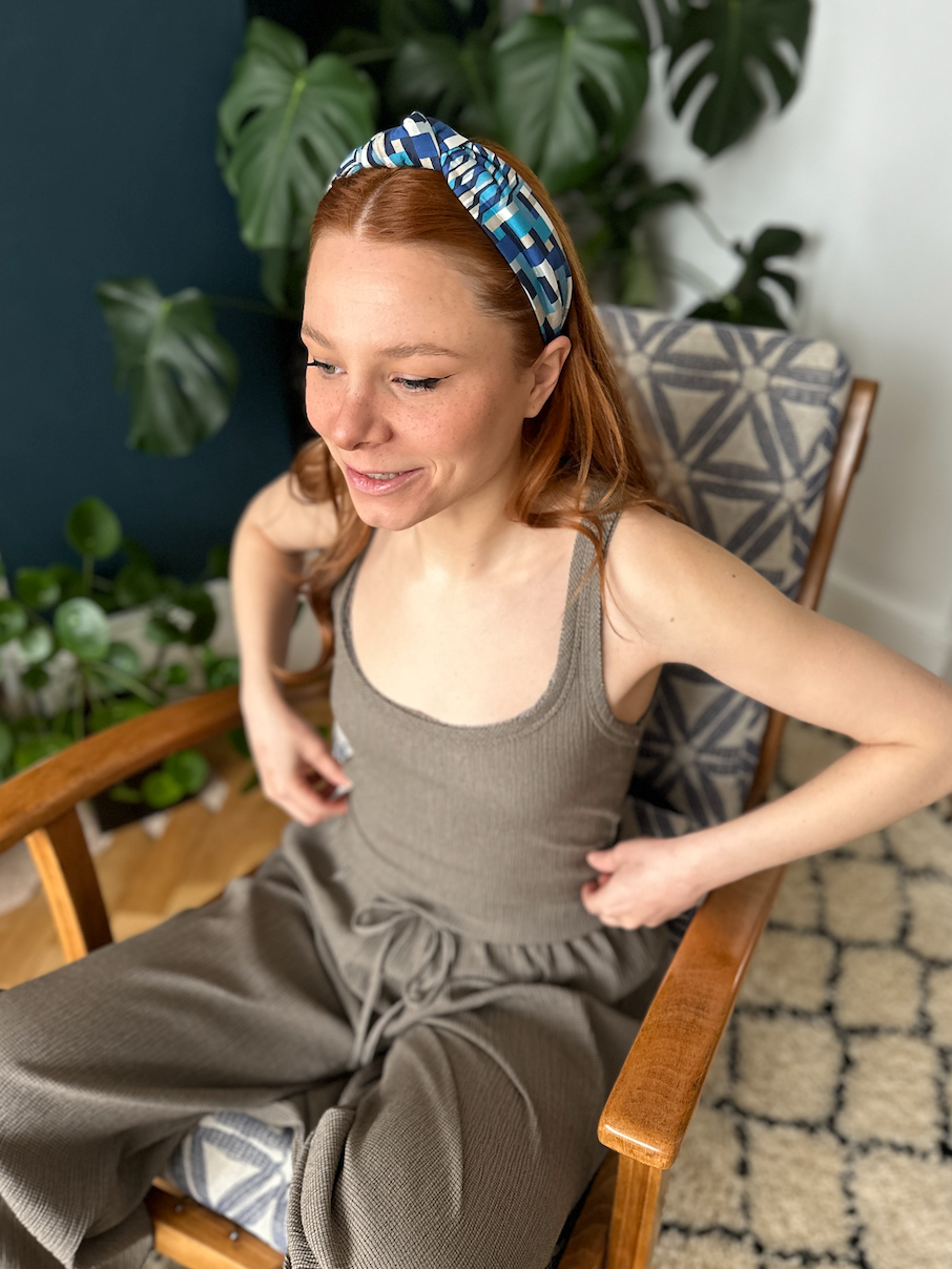 Classic Knot Alice Headband - Liberty of London Blue Ziggy print