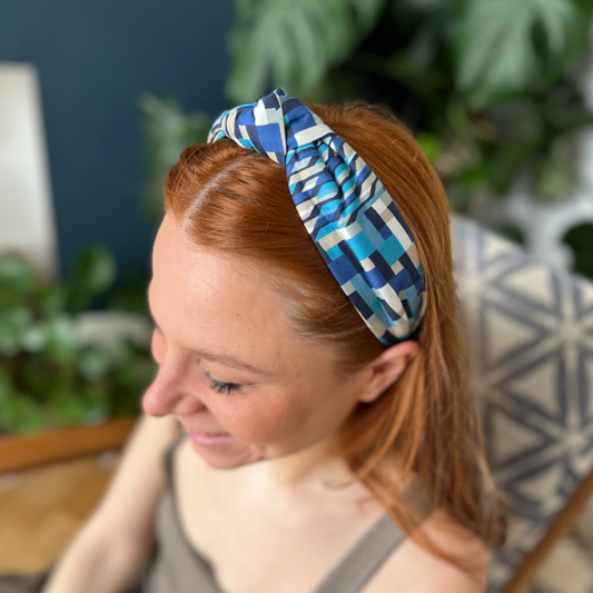 Classic Twist Alice Headband - Liberty of London Blue Ziggy print