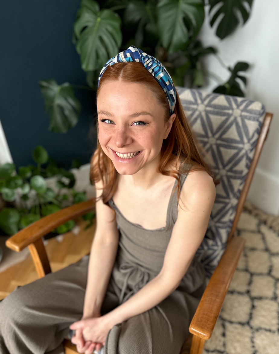 Classic Knot Alice Headband - Liberty of London Blue Ziggy print