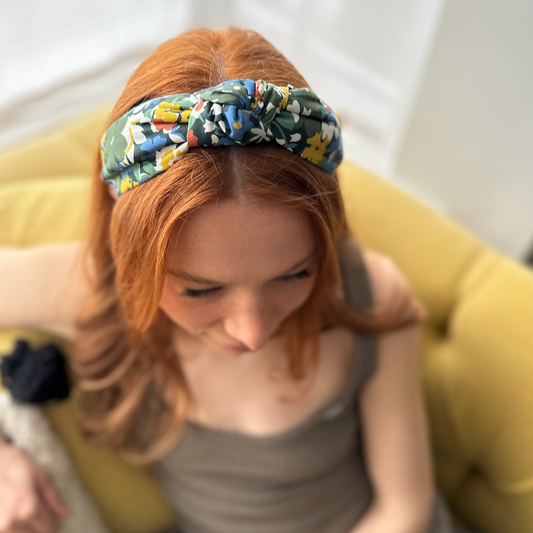 Classic Knot Alice Headband - Liberty of London Green Floral