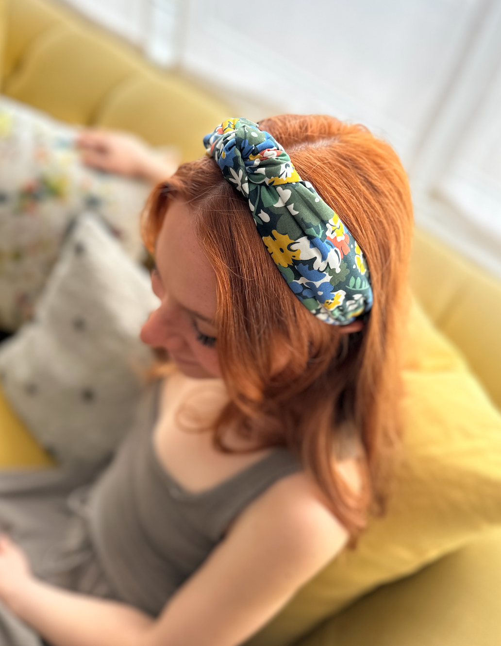 Classic Knot Alice Headband - Liberty of London Green Floral