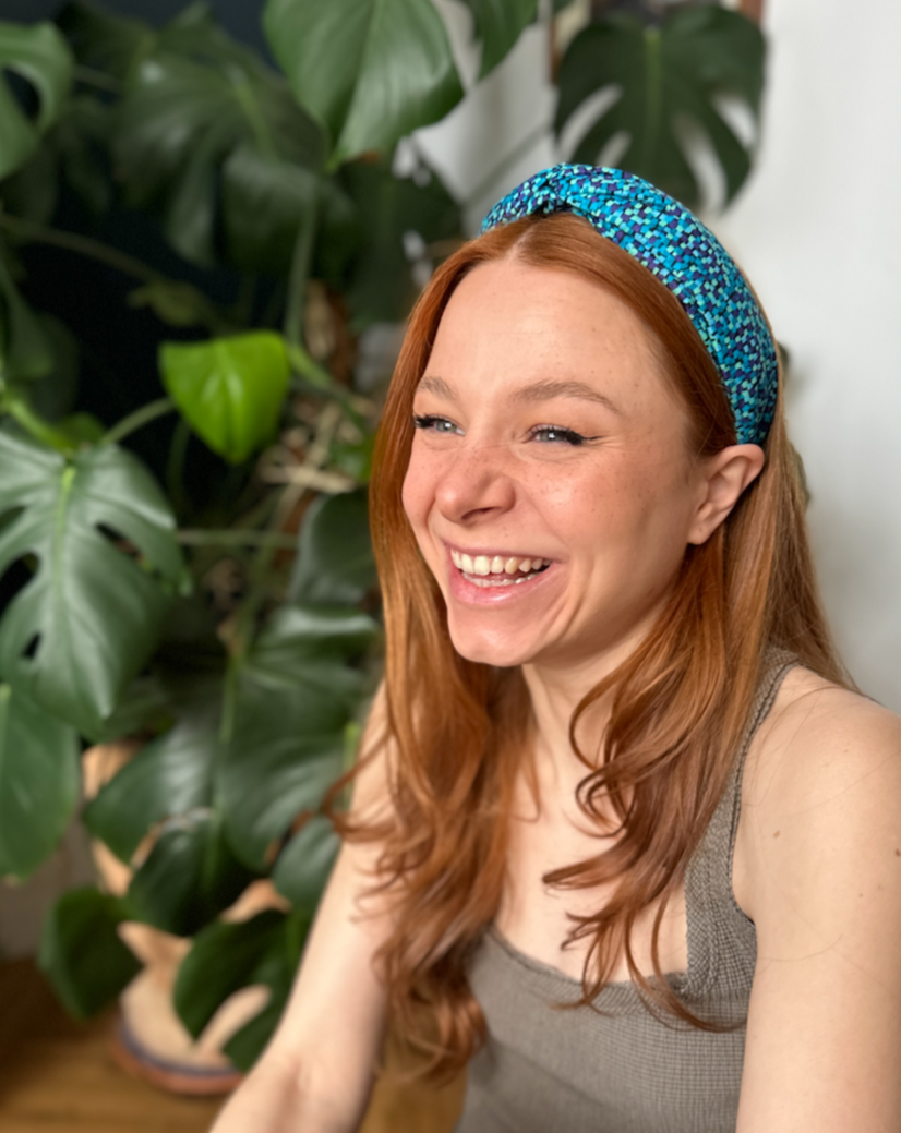 Twisted Alice Headband - Liberty of London Blue Mayhaze print