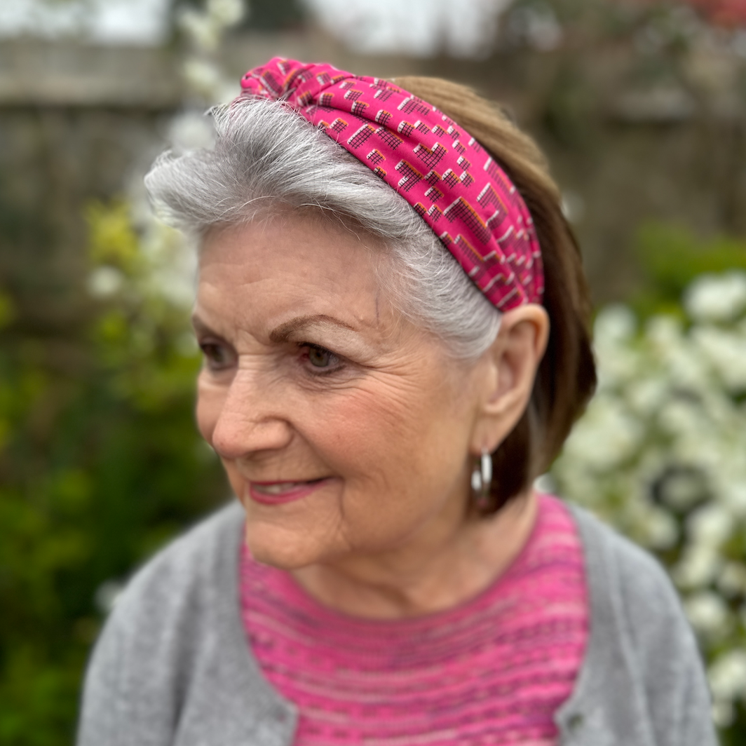 Classic Knot Headband - Liberty of London Pink Farhad Graphic print
