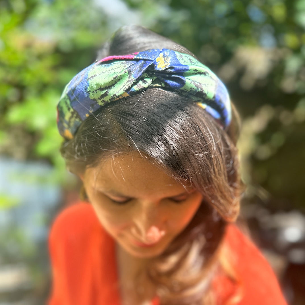 Luxury Silk Twisted Alice band - Liberty of London Althea Bright Graphic Silk Satin