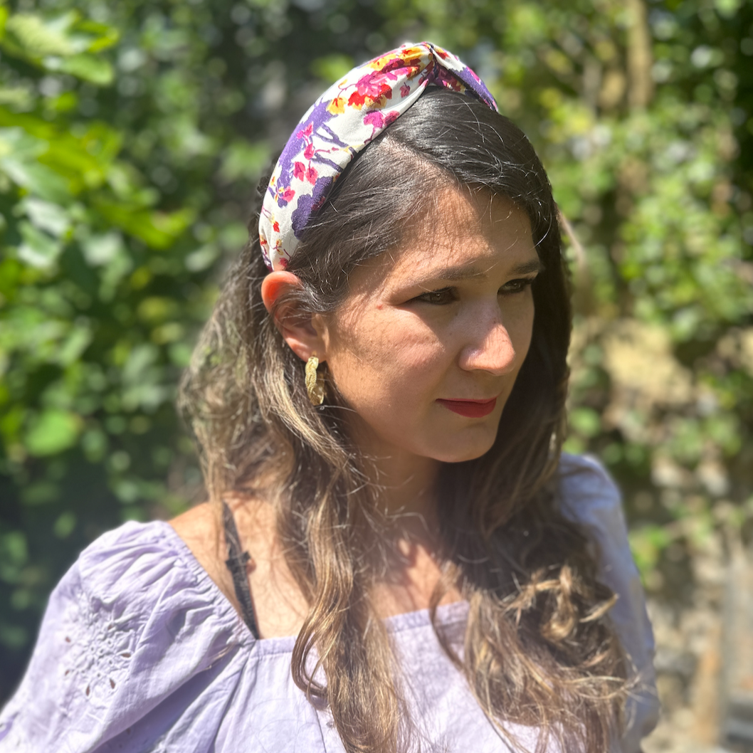 Luxury Silk Twisted Alice band - Ombrellino Japanese Blossom Liberty Artist print on Silk-Crepe