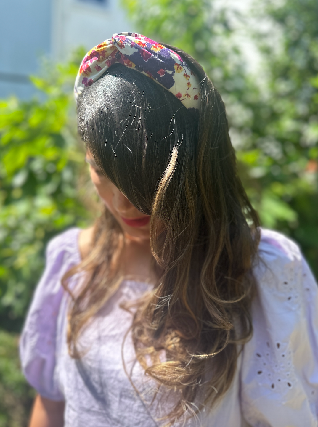 Luxury Silk Twisted Alice band - Ombrellino Japanese Blossom Liberty Artist print on Silk-Crepe