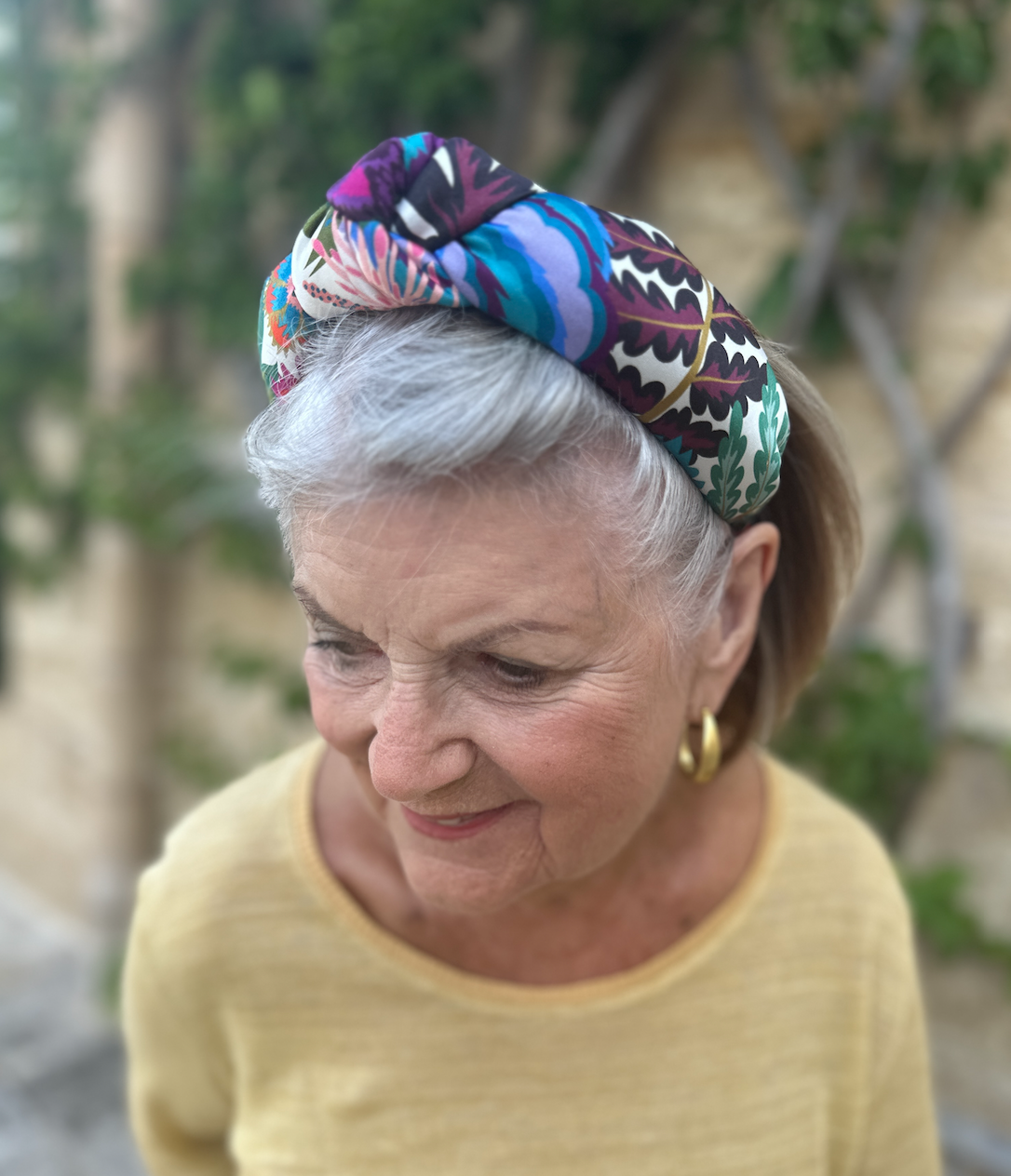 Luxury Silk Knot Alice band - Natasha Coverdale floral Liberty Artist print in Silk Satin
