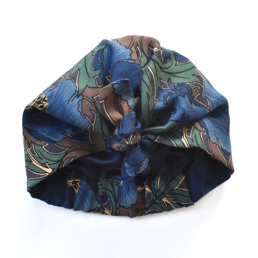 Ladies Turban Hat - Vintage 1970-80s William Morris Poppy Liberty print in Varuna wool in