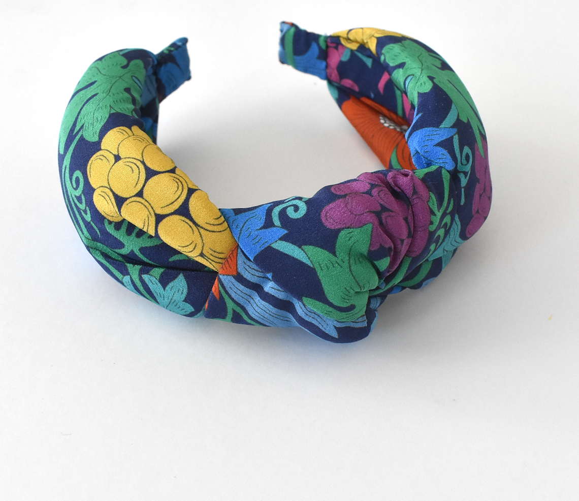 Silk Alice band - Fruit & Flowers Liberty of London Artist Silk - Twisted or Knot