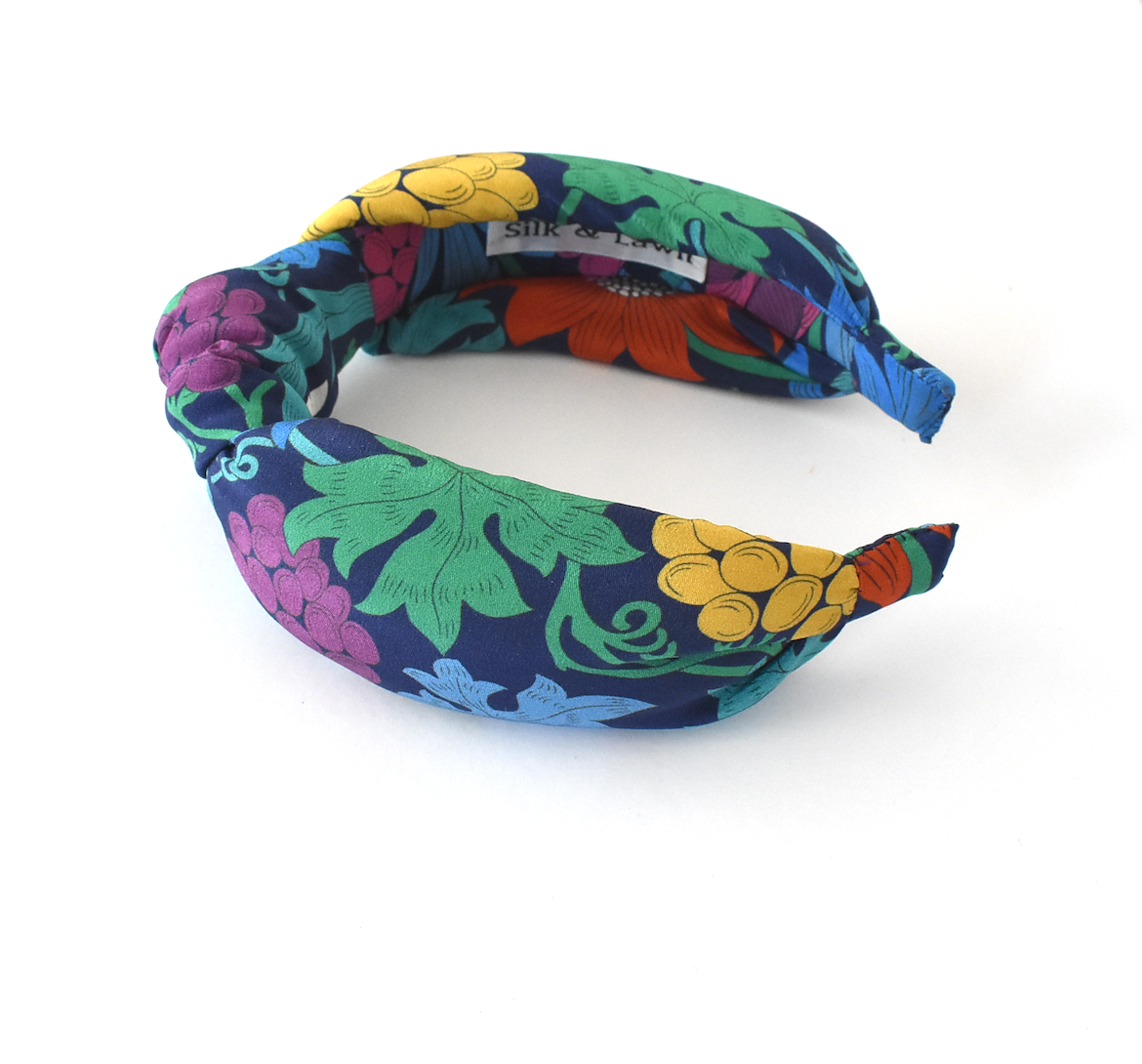 Silk Alice band - Fruit & Flowers Liberty of London Artist Silk - Twisted or Knot