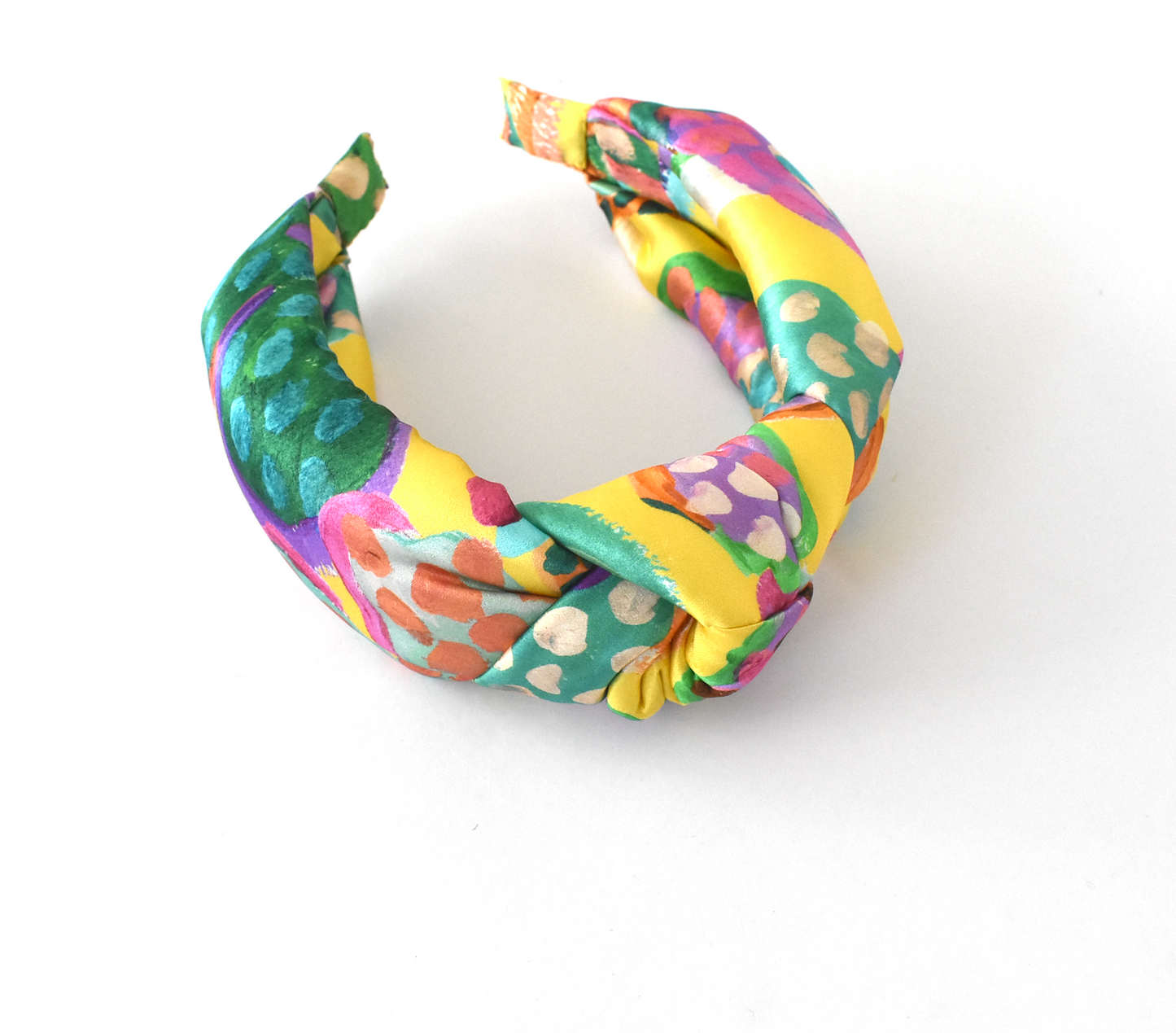 Silk Alice band - Bright Yellow Floral Liberty of London Artist Silk - Twisted or Knot