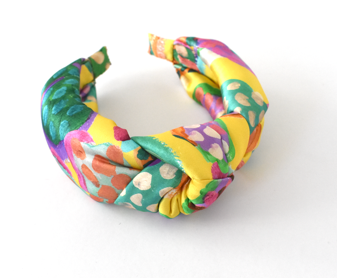 Silk Alice band - Bright Yellow Floral Liberty of London Artist Silk - Twisted or Knot