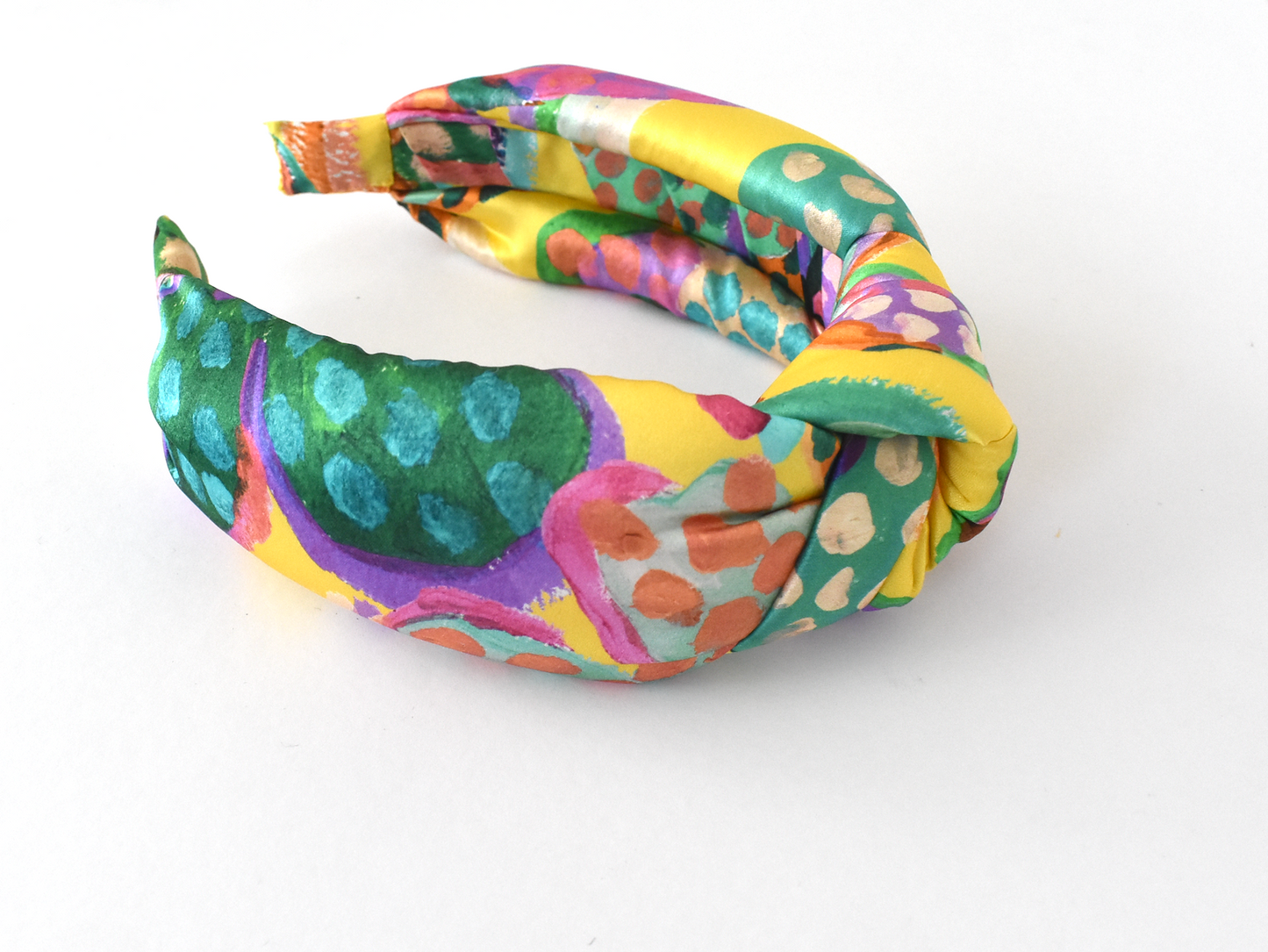 Silk Alice band - Bright Yellow Floral Liberty of London Artist Silk - Twisted or Knot