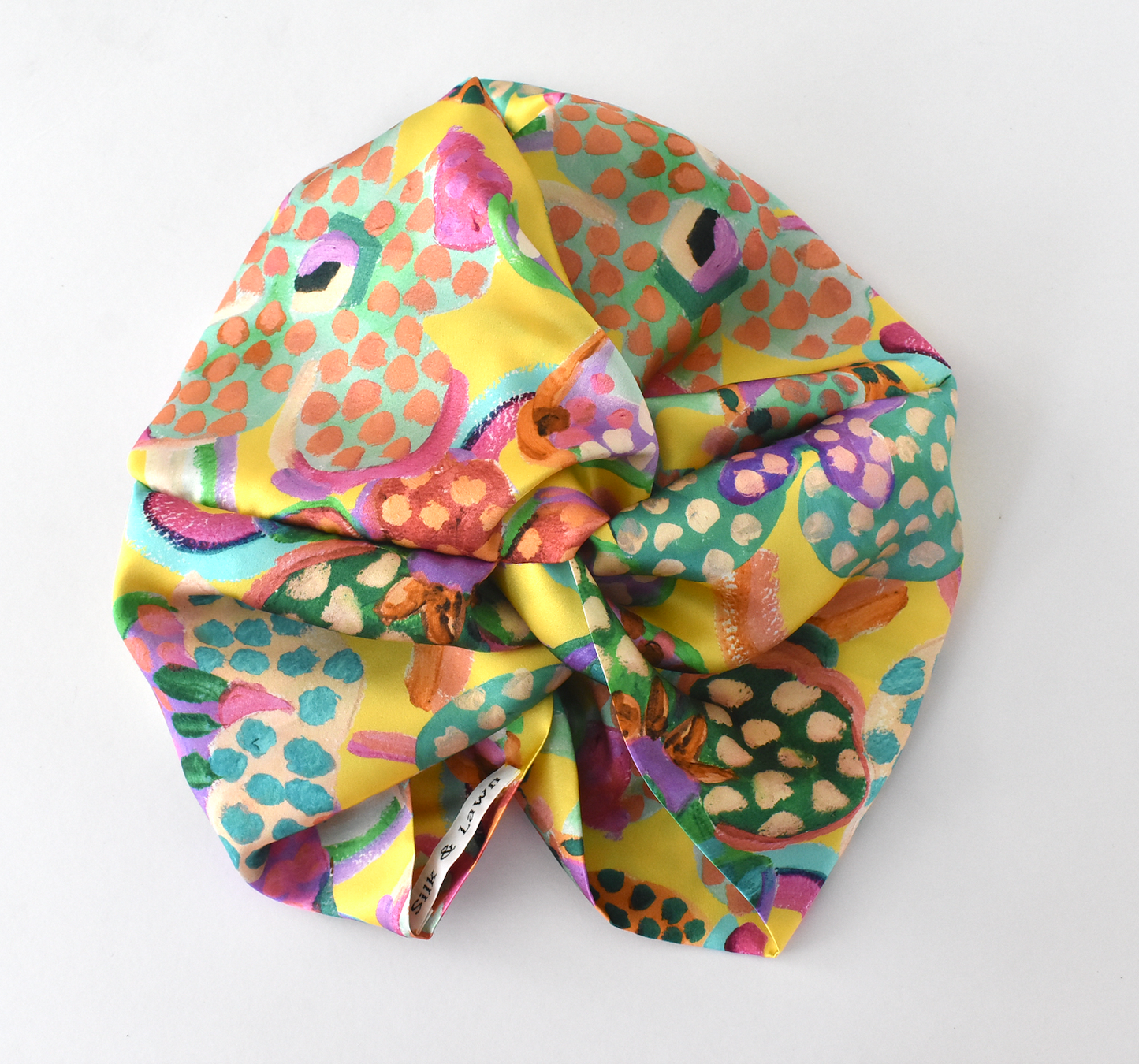 Little Susan Twisted Silk Turban & Head wrap - Liberty of London Artist Yellow Floral silk satin