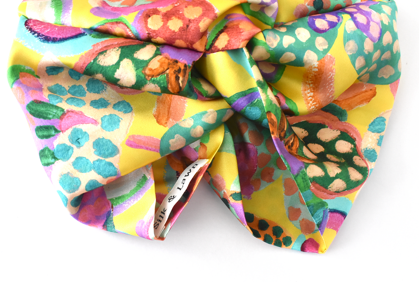 Little Susan Twisted Silk Turban & Head wrap - Liberty of London Artist Yellow Floral silk satin