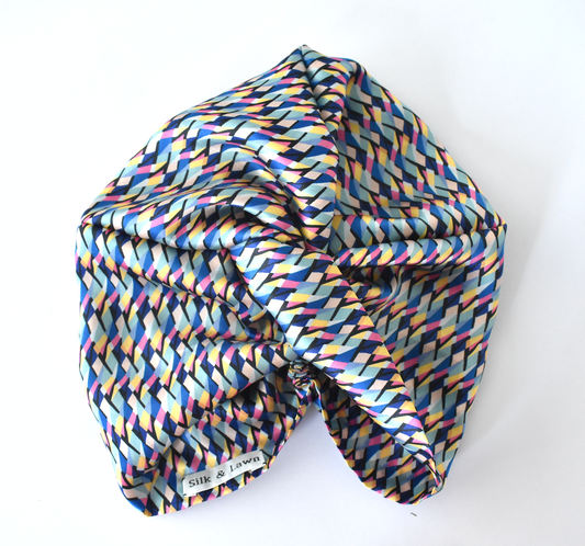 Little Susan Twisted Silk Turban & Head wrap - Liberty of London Graphic silk satin