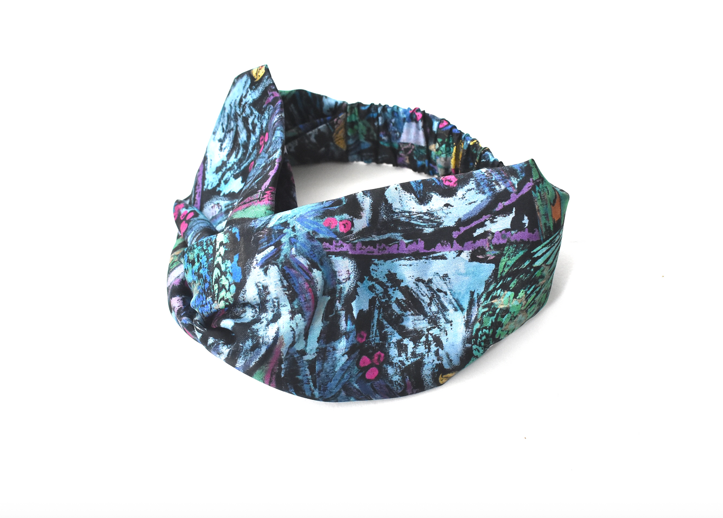 Silk Twisted Turban hairband and neck scarf in Liberty of London Birds Silk Satin - 100% silk