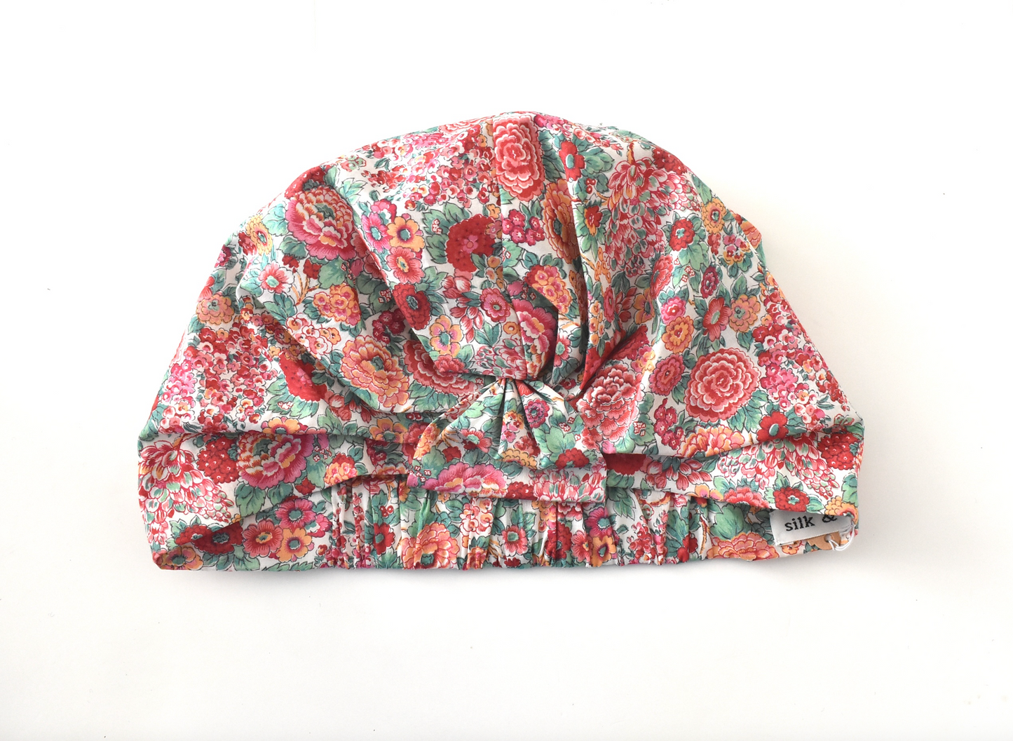 Salty Sea Knot - Swimming Cap Topper - Swim Turban in Liberty Red Elysian print